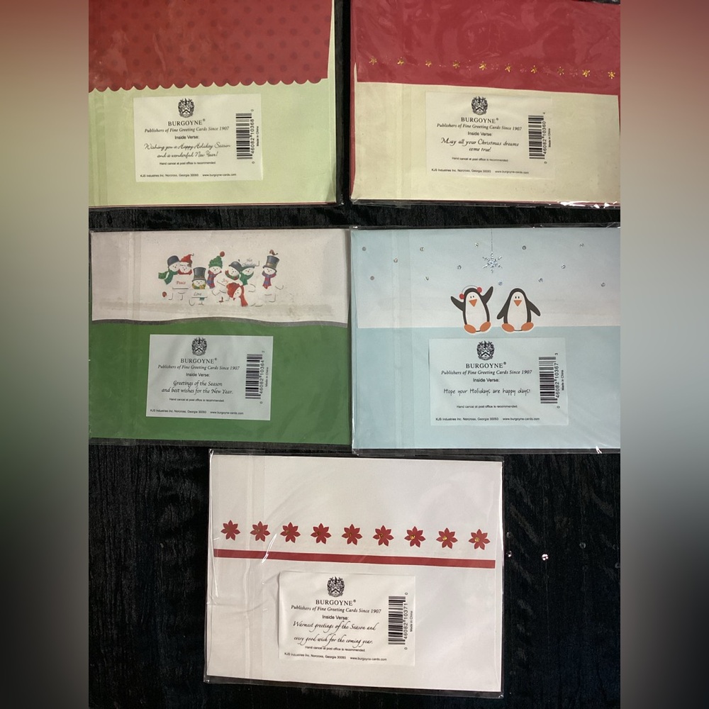 BURGOYNE Festive Holiday Dimensional Greeting Cards Set Of 5 - Picture 7 of 12